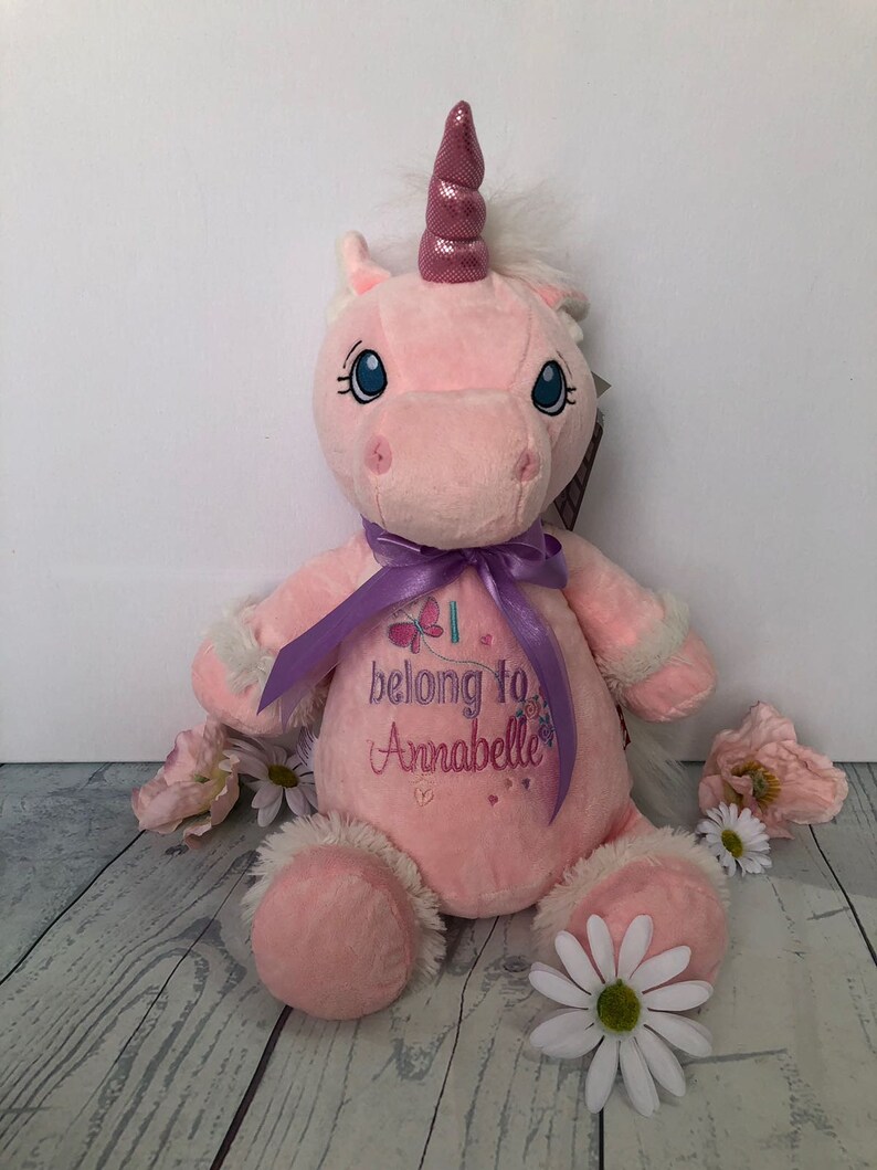 Cubbies Unicorn Teddy Bear with personalised embroidery on the Etsy