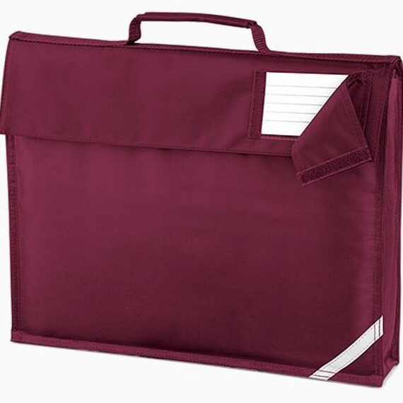 burgundy book bag