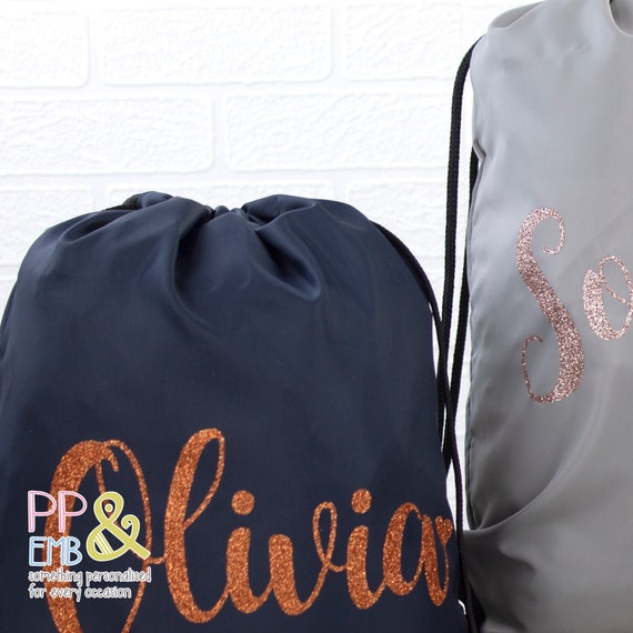 Personalised Glitter Letter Fancy Print Swimming PE Bag Printed Customised Name