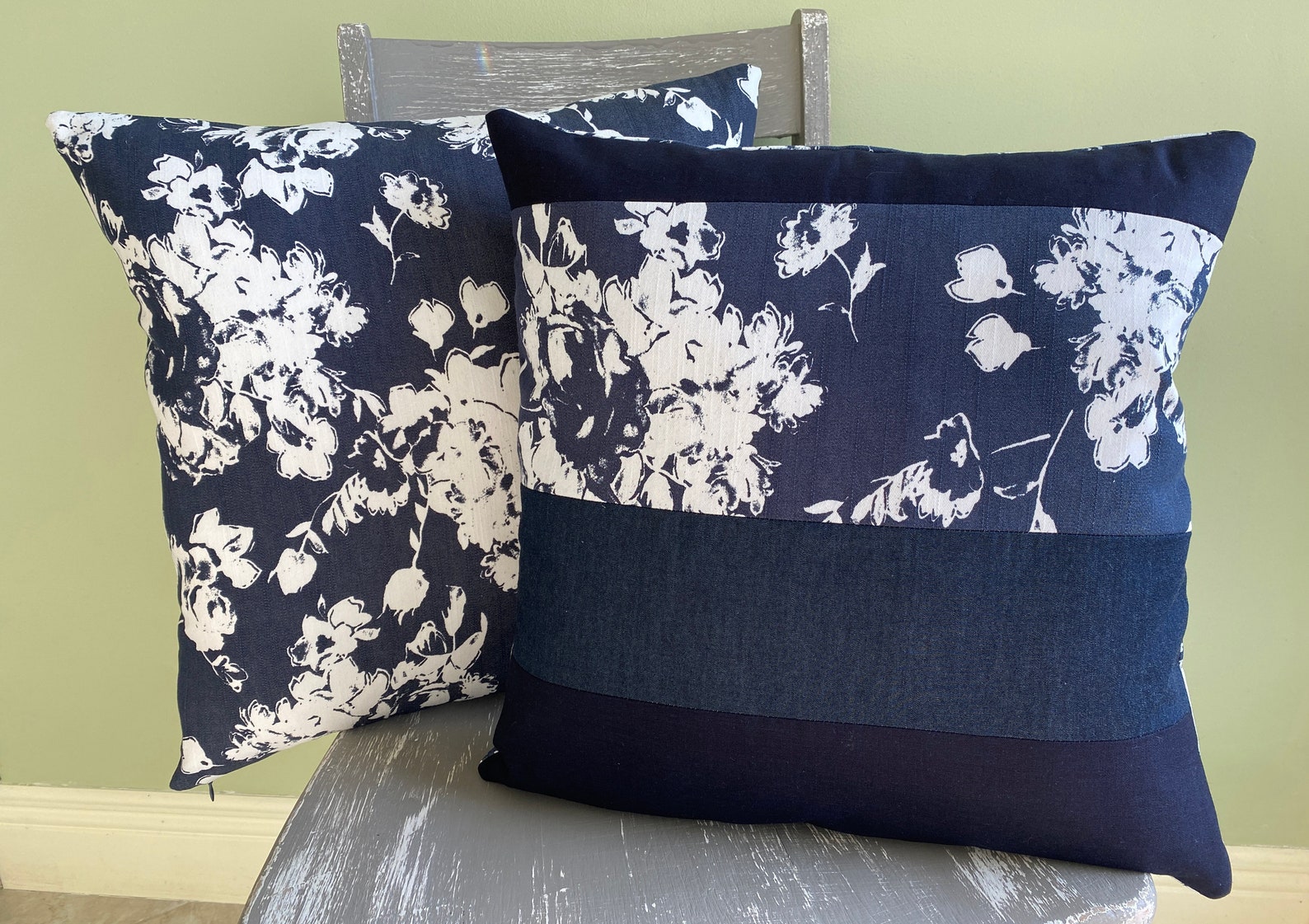 Throw Pillow Covers Accent Pillow Cover Denim Pillow Cover With Floral