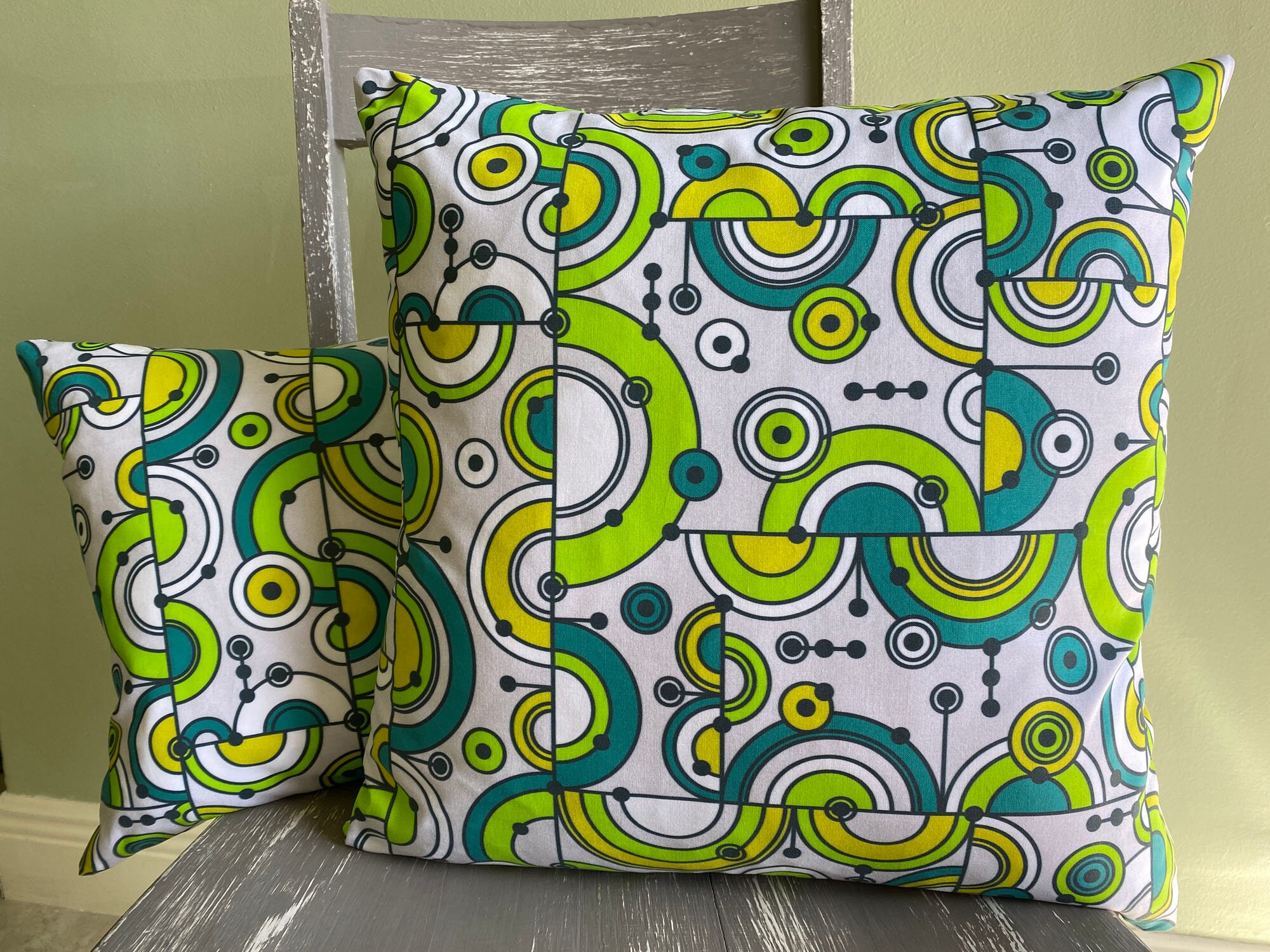 Art Deco pillow cover Lime green pillow Abstract pillow cover Etsy.de