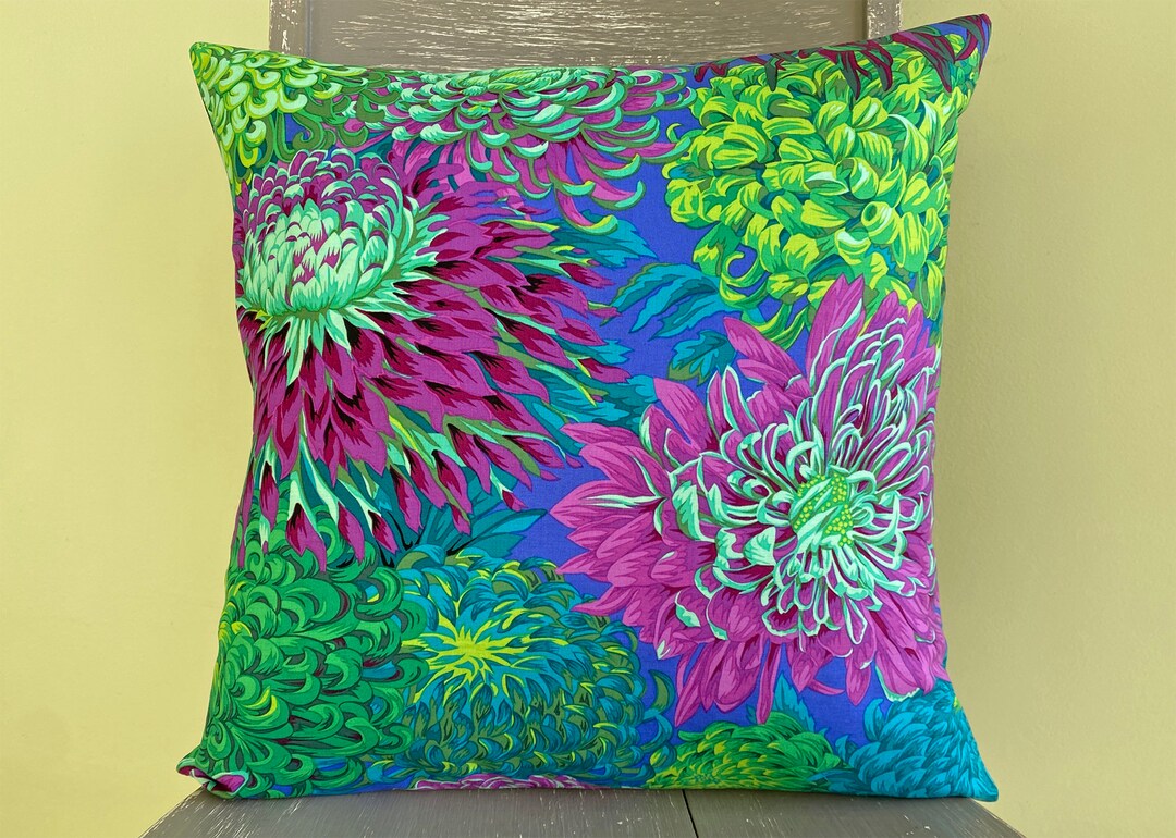 Abstract Floral Throw Pillow Cover Denim With Colorfufabric Etsy UK