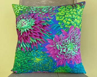 Abstract Floral Throw pillow cover Denim with colorfufabric 18"x18" 20"x20" Decorative pillow cover  blue denim and floral fabric