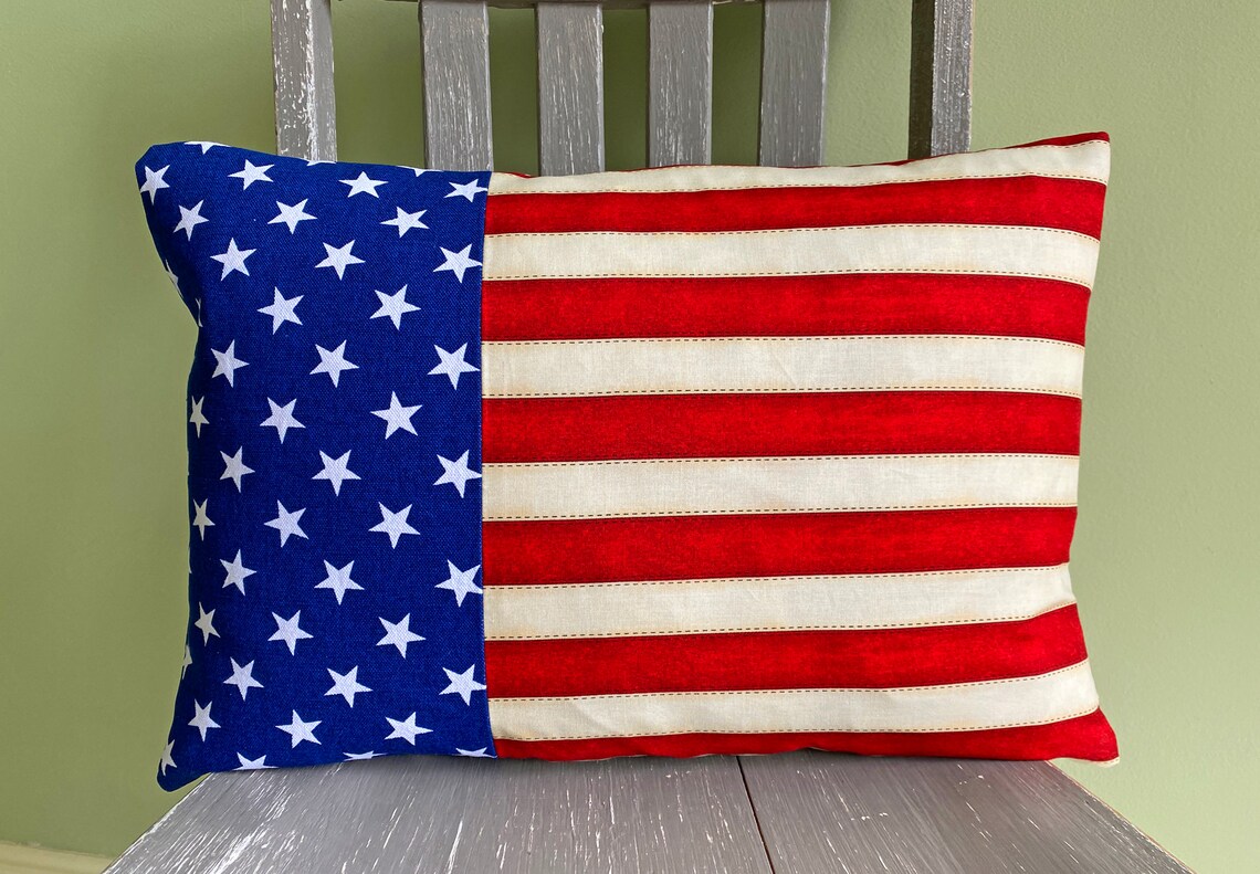 Stars and Stripes Pillow Red White and Blue Pillow July 4th Etsy