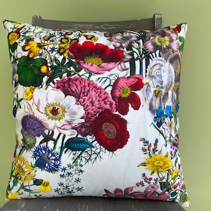 Large Print Floral pillow cover Botanical pillow cover 20x20” pillow Bright floral Accent pillow cover