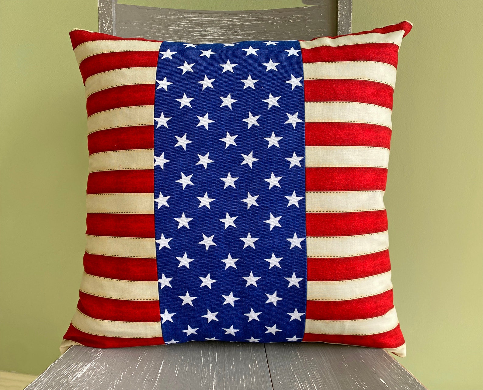 Stars and Stripes Pillow Red White and Blue Pillow July 4th Etsy