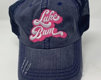 Lake Bum Patch Navy Trucker Hat
