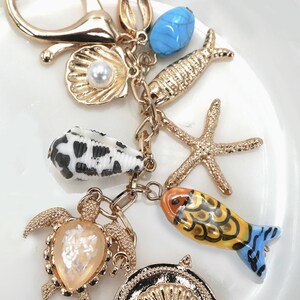 Handbag Purse Charm: Ocean-Inspired Bag Charm Sea Turtle, Shell Charm
