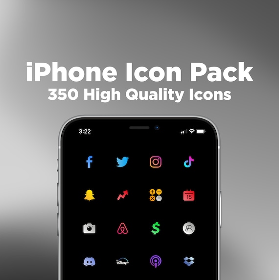 iOS Icon Pack for iPhone - 350 Icons! Gradient Icons | Custom Aesthetic App Icons | Gradient iOS Icons