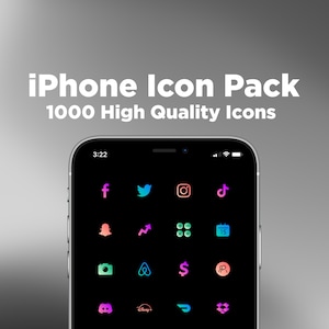 iOS Icon Pack for iPhone - Over 1000 Icons! Neon Gradient Icons | Custom Aesthetic App Icons | Neon iOS Icons
