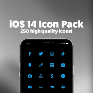 iOS 15 Icon Pack for iPhone - 250 Icons! Blue Icons | Custom Aesthetic App Icons | Blue iOS Icons