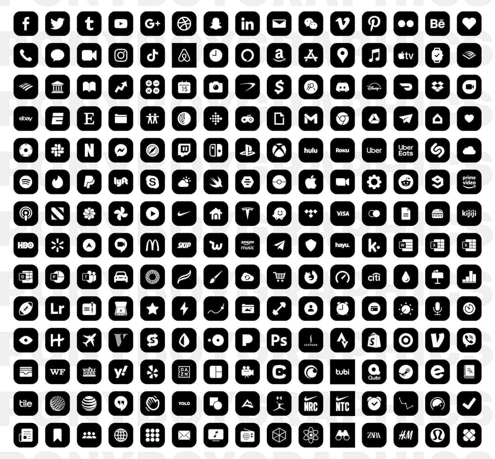 Ios Icon Pack for Iphone 250 Icons Minimal Solid Black and - Etsy