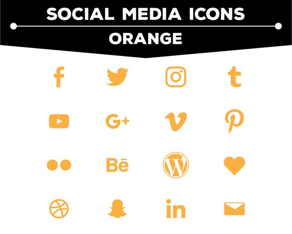 Social Media Icons Orange Icon Pack Png Files For Web Blog Etsy