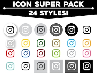 Social Media Icon Super Pack - 24 Styles! - PNG Files for Web, Blog, and Print - Facebook, Instagram, Twitter and more!