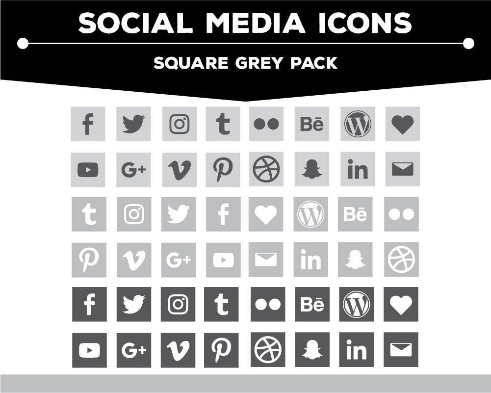 Social Media Icons Square Grey Charcoal White Icon Pack Png Etsy Social Media Icons Square Grey Charcoal White Icon Pack Png Etsy