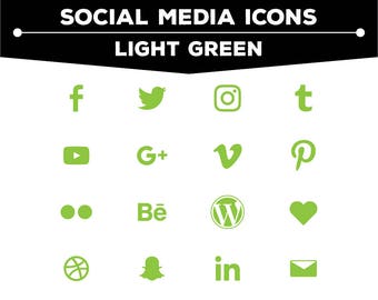 Social Media Icons - Light Green Icon Pack PNG Files for Web, Blog, and Print