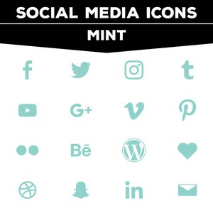 Social Media Icons - Mint Icon Pack PNG Files for Web, Blog, and Print