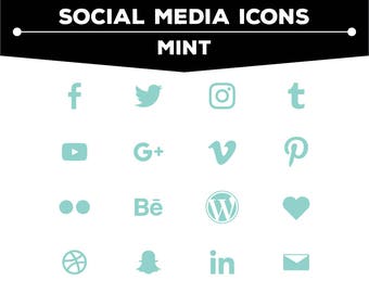 Social Media Icons - Mint Icon Pack PNG Files for Web, Blog, and Print