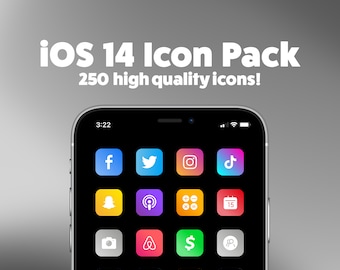 iOS 15 Icon Pack for iPhone - 250 Icons! Solid Gradient Icons | Custom Aesthetic App Icons | Gradient iOS Icons