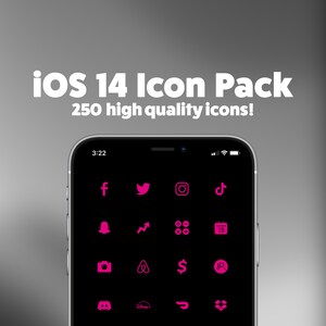 iOS 14 Icon Pack for iPhone - 250 Icons! Pink Icons | Custom Aesthetic App Icons | Pink iOS Icons