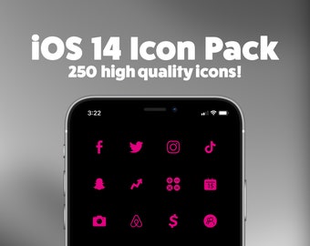 iOS 14 Icon Pack for iPhone - 250 Icons! Pink Icons | Custom Aesthetic App Icons | Pink iOS Icons