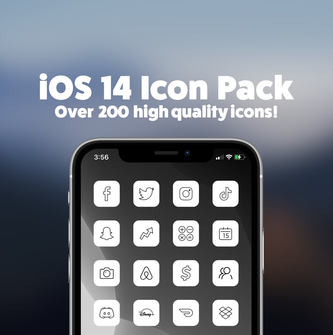 IOS 14 iPhone Icon Pack - Über 200 Icons! Minimal Weiß mit schwarzen