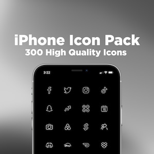 iOS Icon Pack für iPhone - Jetzt enthält 320 Icons! Minimalistische Schwarz-Weiß Icons | Personalisierte Ästhetische App Icons | iOS 14 Homescreen