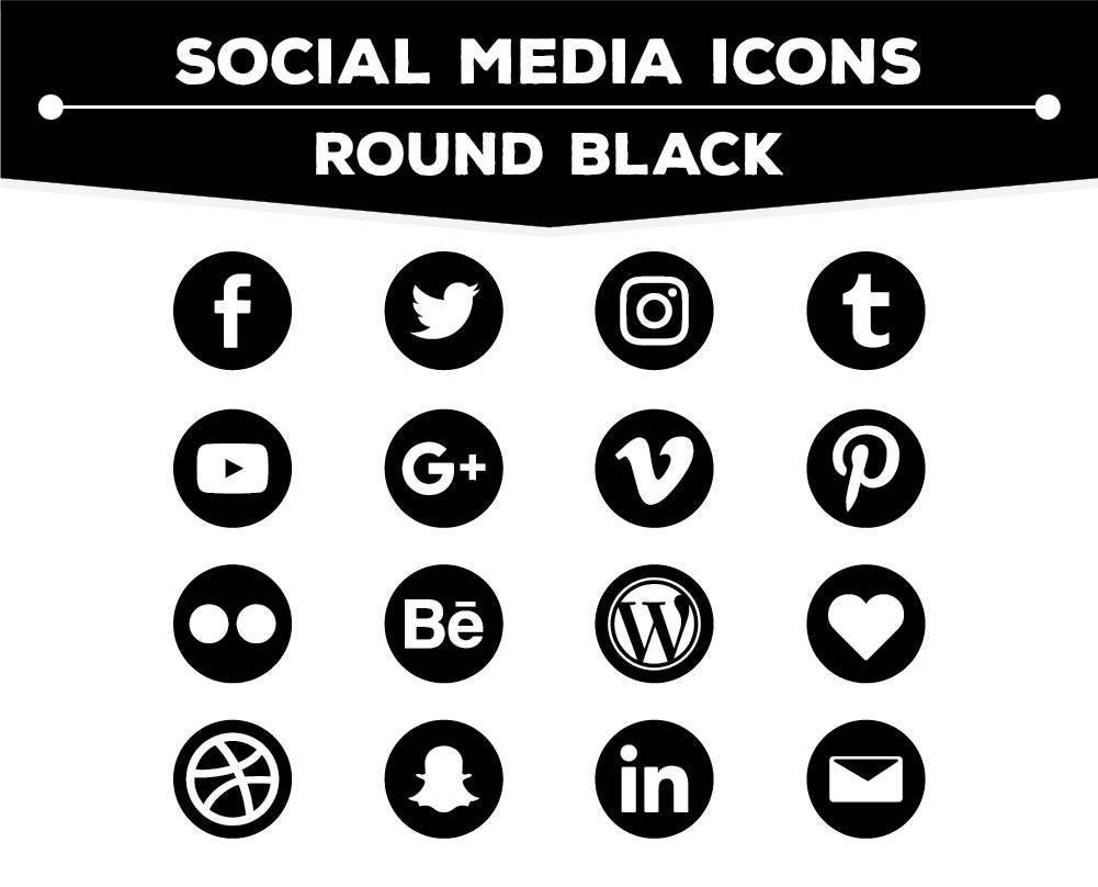 Social Media Icons Round Black Png Files For Web Blog And Etsy Social Media Icons Round Black Png Files For Web Blog And Etsy