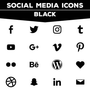 Social Media Icons - Black Icon Pack PNG Files for Web, Blog, and Print