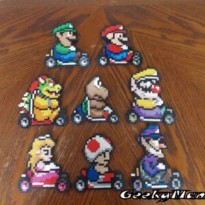 Mario Kart Characters Brown Mushroom Super Mario Kart Character Perler Beads Etsy etsy