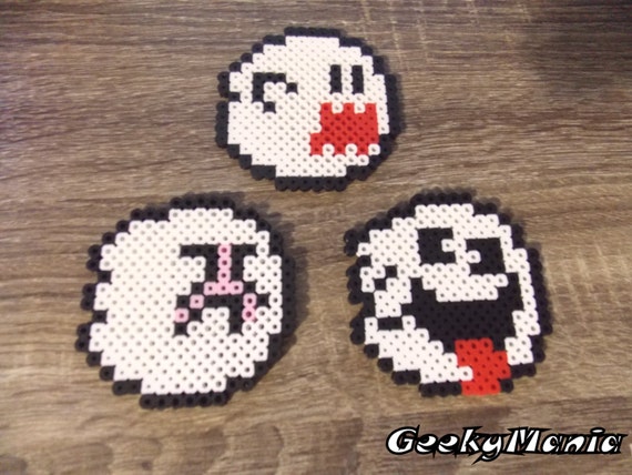Mario Perler Boo Mario /& Boo Luigi Super Mario Custom Made Perler Bead Art 8-bit