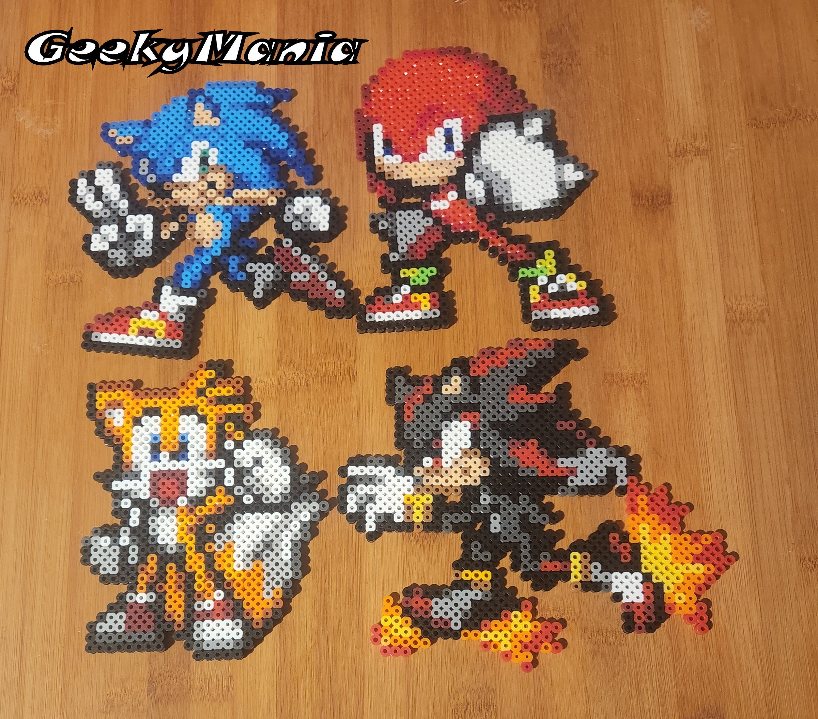 Sonic the Hedgehog & Gold Ring Fridge Magnet/keyring/wall  Decoration/sticker Hama/perler Beads 