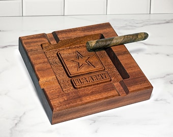 Army Cigar Ashtray - Unique US Army Gift - United States Army Ash Tray - Great Present for Promotion or Veteran Retirement Gift
