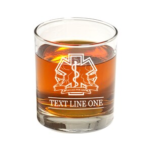 EMS Star of Life Whiskey Glass, Cocktail Rocks Glass - Promotion or Retirement Gift for Paramedic, EMT, First Responder - Personalized