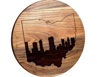 Columbus Ohio Wall Art - Custom Engraved Wooden Sign w/ Columbus Skyline- Personalized Home Bar Sign / Hanging Wall Decor- Office Decoration