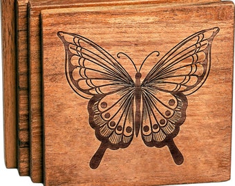 Beautiful Butterfly Coaster Set - Mother's Day Gifts - Items For Her - Bar Accessories for Mom - Rustic Home Decor - Home Accents
