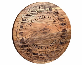 Bourbon Distillery Map Wall Art - Engraved Wooden Sign w/ Kentucky Bourbon Distilleries - Home Bar Sign - Gift for Bourbon Lover