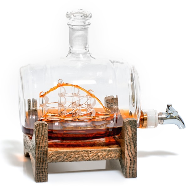Carafe personnalisée à whisky/bourbon - voilier dans une bouteille - accessoires de bar - cadeau de Noël pour mari - décoration de bar nautique pour papa