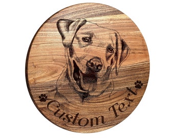 Unique Labrador Retriever Wall Art - 18 Inch Wooden Engraved Wall Sign with Dog and Custom Text - Great Gift for Dog Lover - Yellow Lab