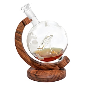 Personalized Helicopter Gift - Etched Globe Decanter w/ Helicopter Inside - Custom Helicopter Pilot Present - Promotion, Retirement Barware