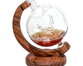 Air Force Whiskey Decanter - Air Force Military Aviation Bourbon Bottle - Barware Decor - Etched Globe Wine Glass Pilot Anniversary Gift