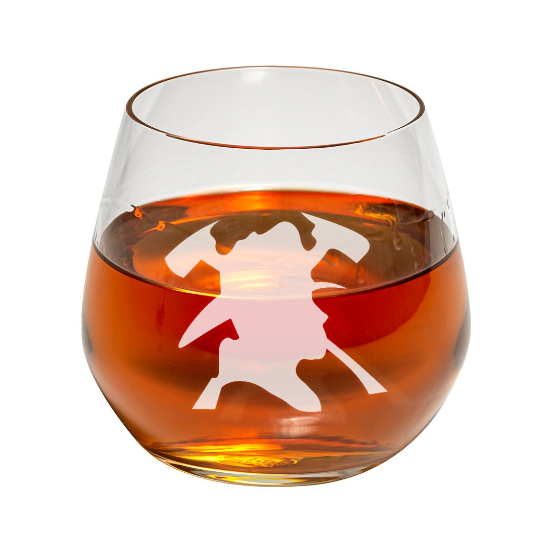 Engraved Firefighter Rocks Glass Fire and Rescue Glassware Volunteer