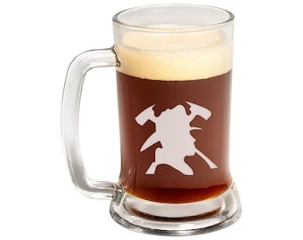 Personalized Firefighter Beer Mug - Custom Engraved Glass Mug, Promotion / Retirement Gift - Present for Fireman, Home Bar Decor
