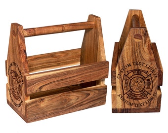 Firefighter Beer Caddy - Engraved Beer Holder for Craft Beer Lovers-  Beer Tote or Carrier, Maltese Cross Firefighter Retirement, Promotion