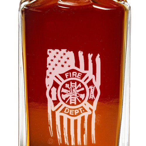 Firefighter Decanter Set - Firefighter Whiskey deals Decanter - Engraved Maltese and Flag Bourbon Decanter Set - American Heroes Brandy Decanter