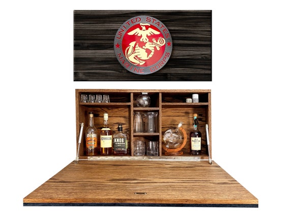 USMC Murphy Bar Marine Corps Hanging Bar Cabinet W/ Marines - Etsy