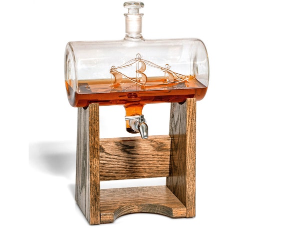 Decanter Barrel Whiskey Decanter with Ship, 1000ml Liquor
