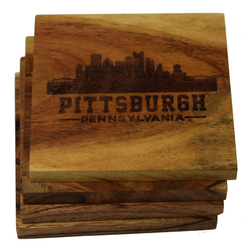 Pittsburgh Pennsylvania PA Souvenir 4 Piece Coaster New Home Decor Gift Set Waterproof Thin Coat Pittsburgh Pennsylvania PA Souvenir 4 Piece Coaster New Home Decor Gift Set Waterproof Thin Coat