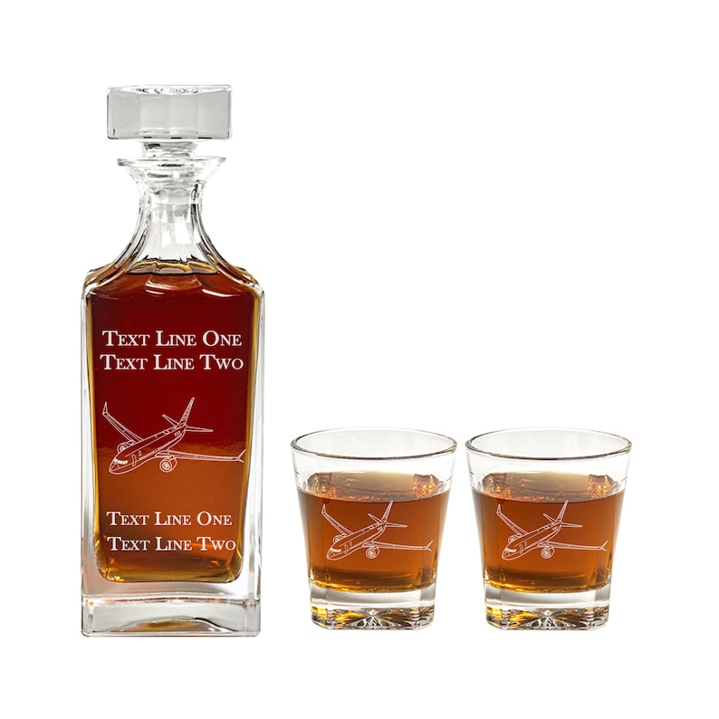 737 Commercial Airplane Pilot Decanter Set - Promotion, Graduation, Retirement shops Gift - Unique Present for Airline Pilot - Milestone or Event