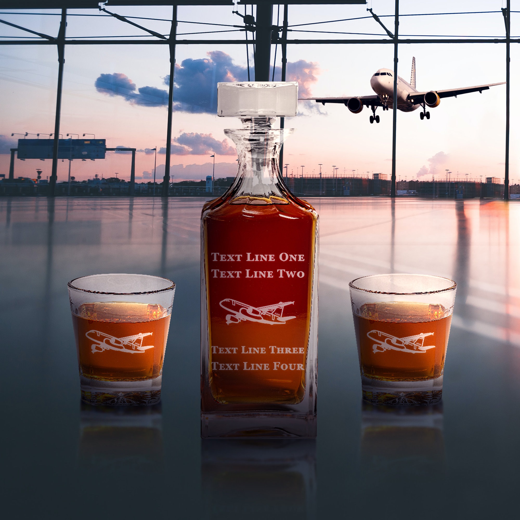 Airbus A320 Captain Whiskey Decanter Set Aircraft Liquor Bottle